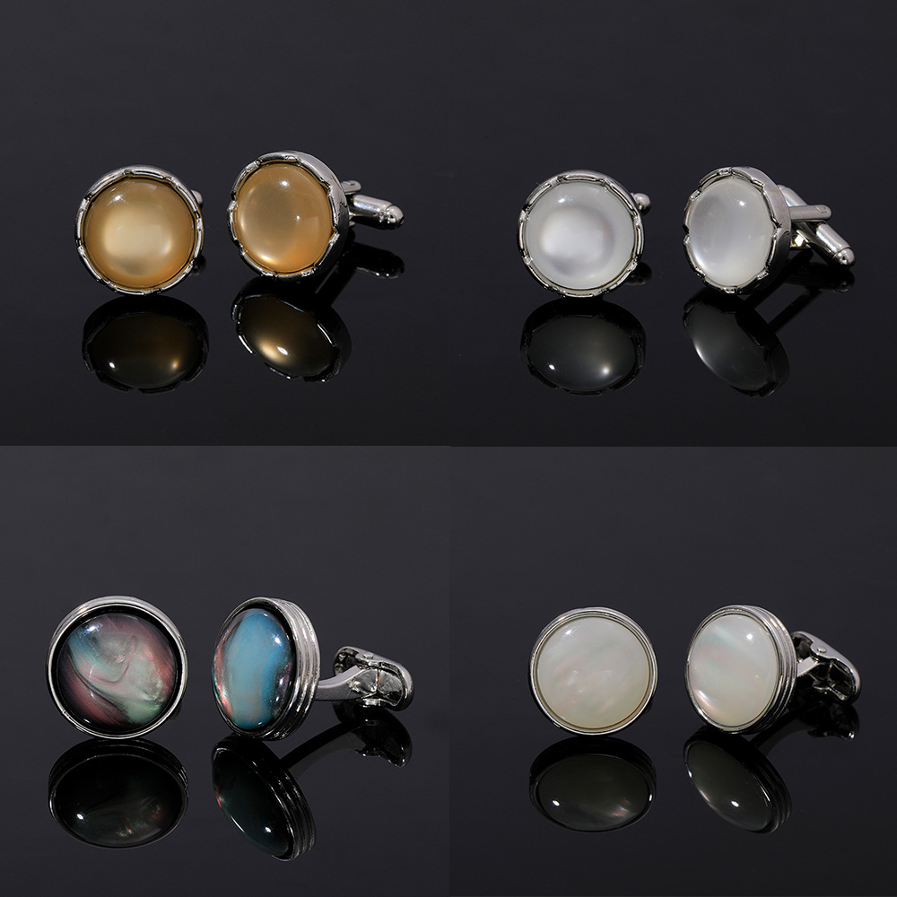 Men Accessories Elegant - Round Crystal Cufflinks for Men French