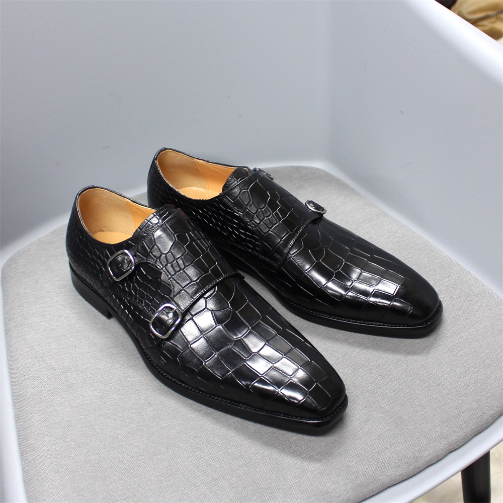 Men Accessories Elegant - Men's Classic Elegant Black Leather Monk