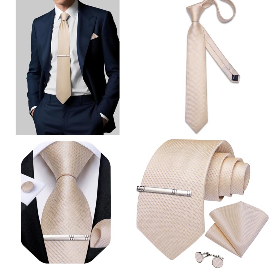 Cufflink Box Set - Plaid Ties for Men Silk Checkered