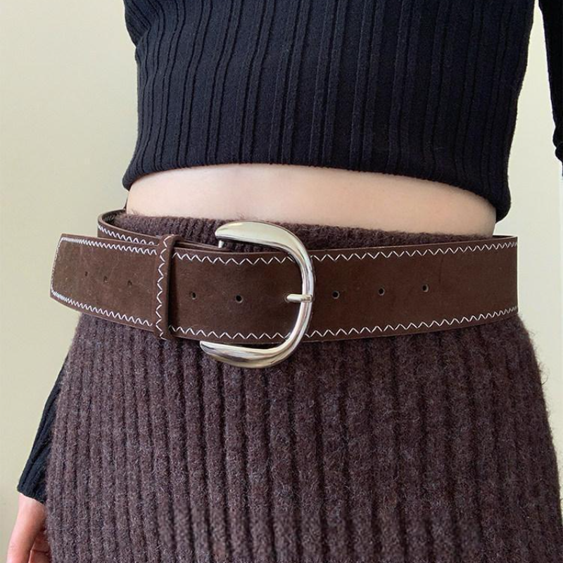 Men'S Accessories Instagram - Vintage Suede Belt Brown Instagram-style Fashion