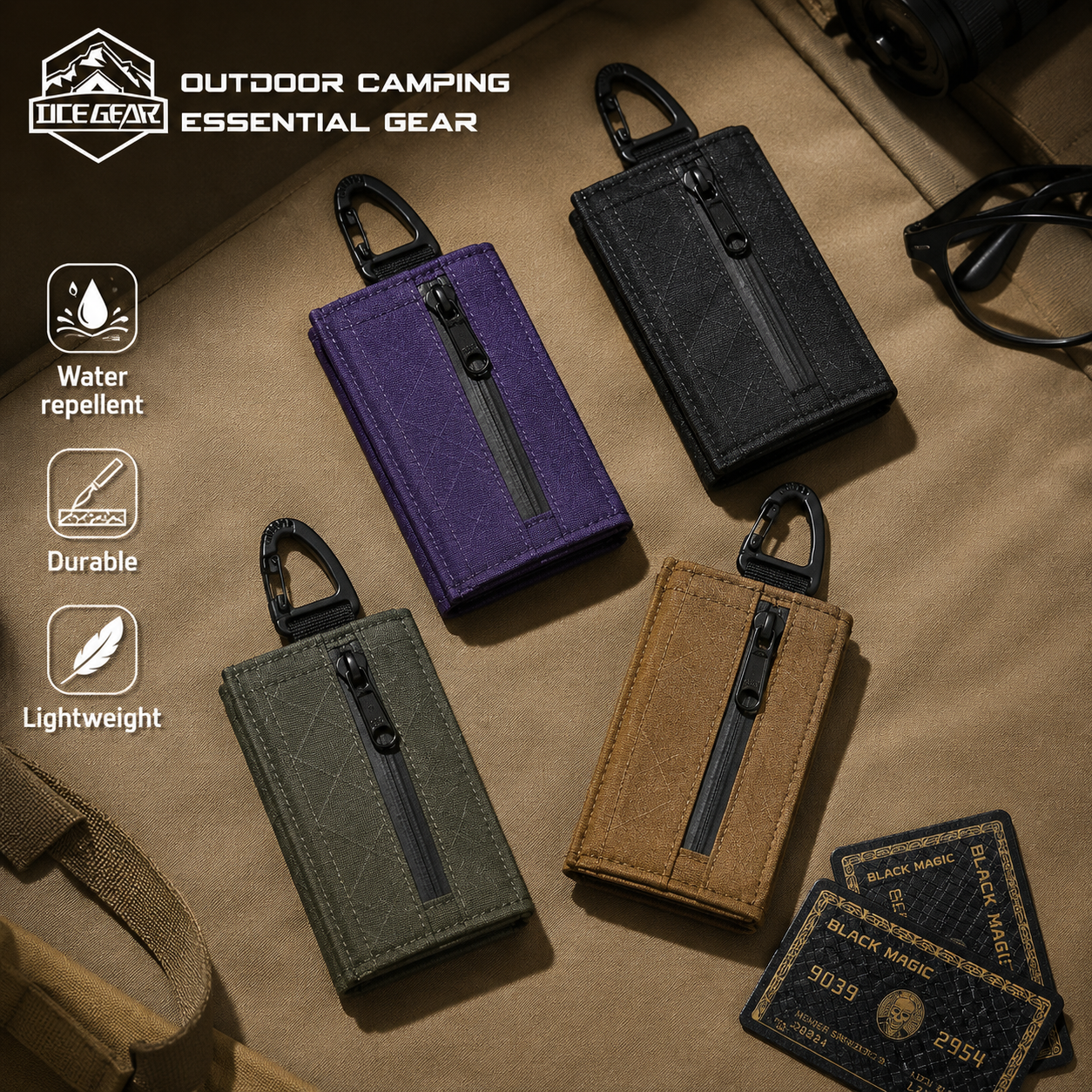 Card Case Minimalist - Lightweight Trifold Wallet with Hook Tear