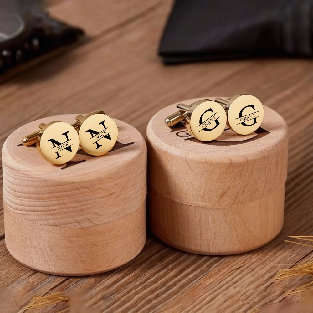 Cufflink Box Set - Personalized Wedding Cufflinks for Gold Cufflinks,