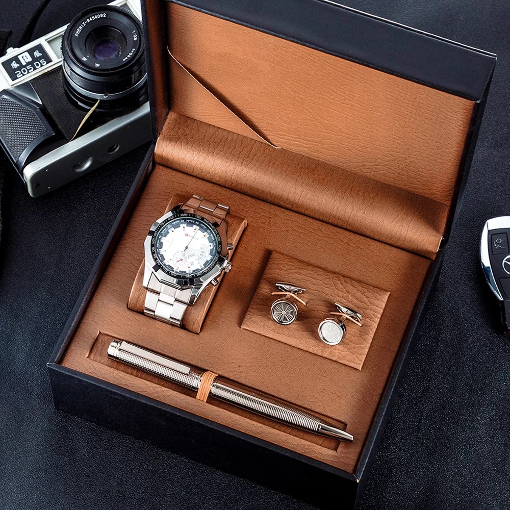 3Pcs Men Watch Gifts Set Fashi - Cufflink Box Set recension och pris