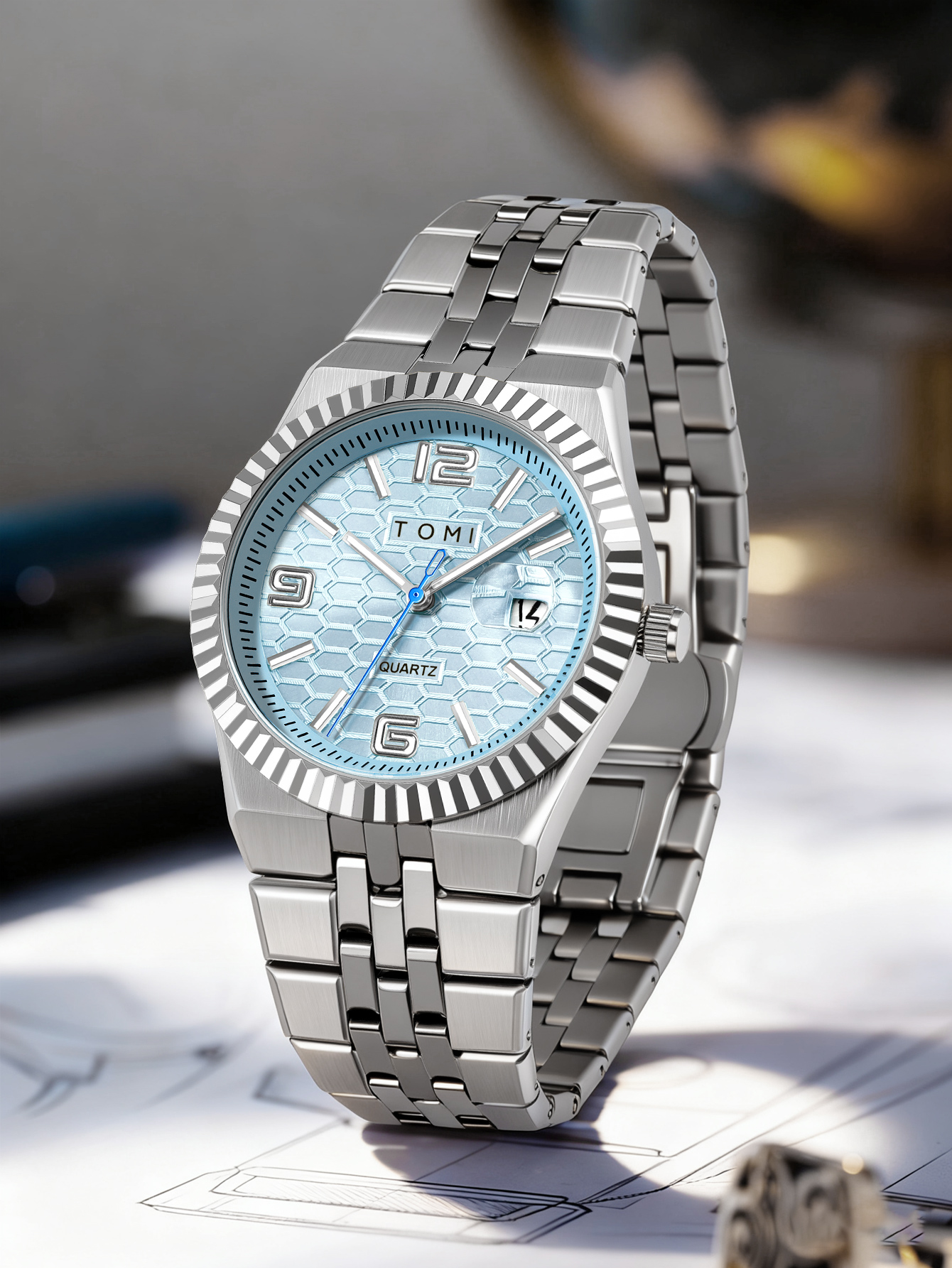 TOMI Luxury Men's Watch Steel  - Cufflink Box Set recension och pris