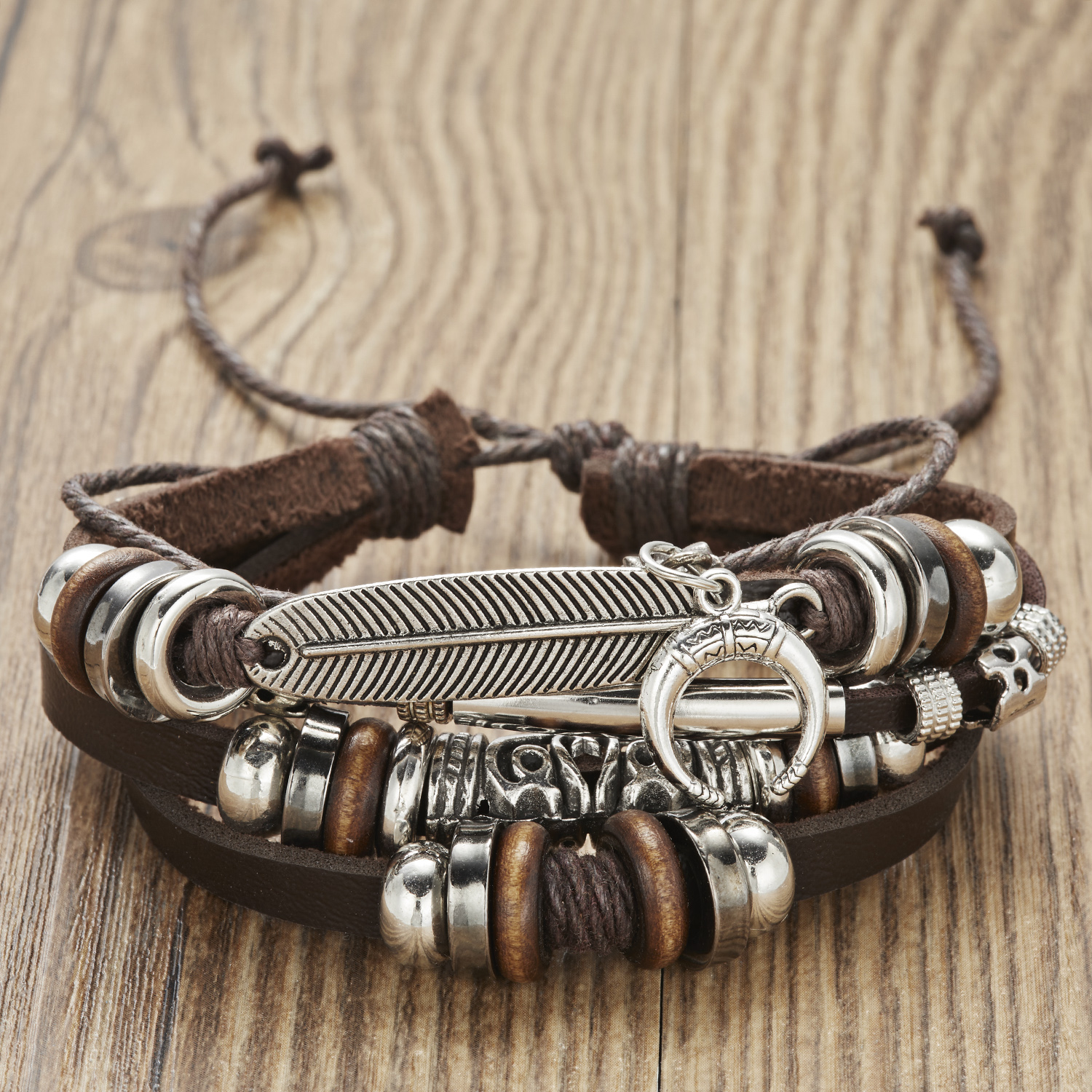 Hot Sale Men Feather Leather B - Men'S Accessories Jewelry Sale recension och pris