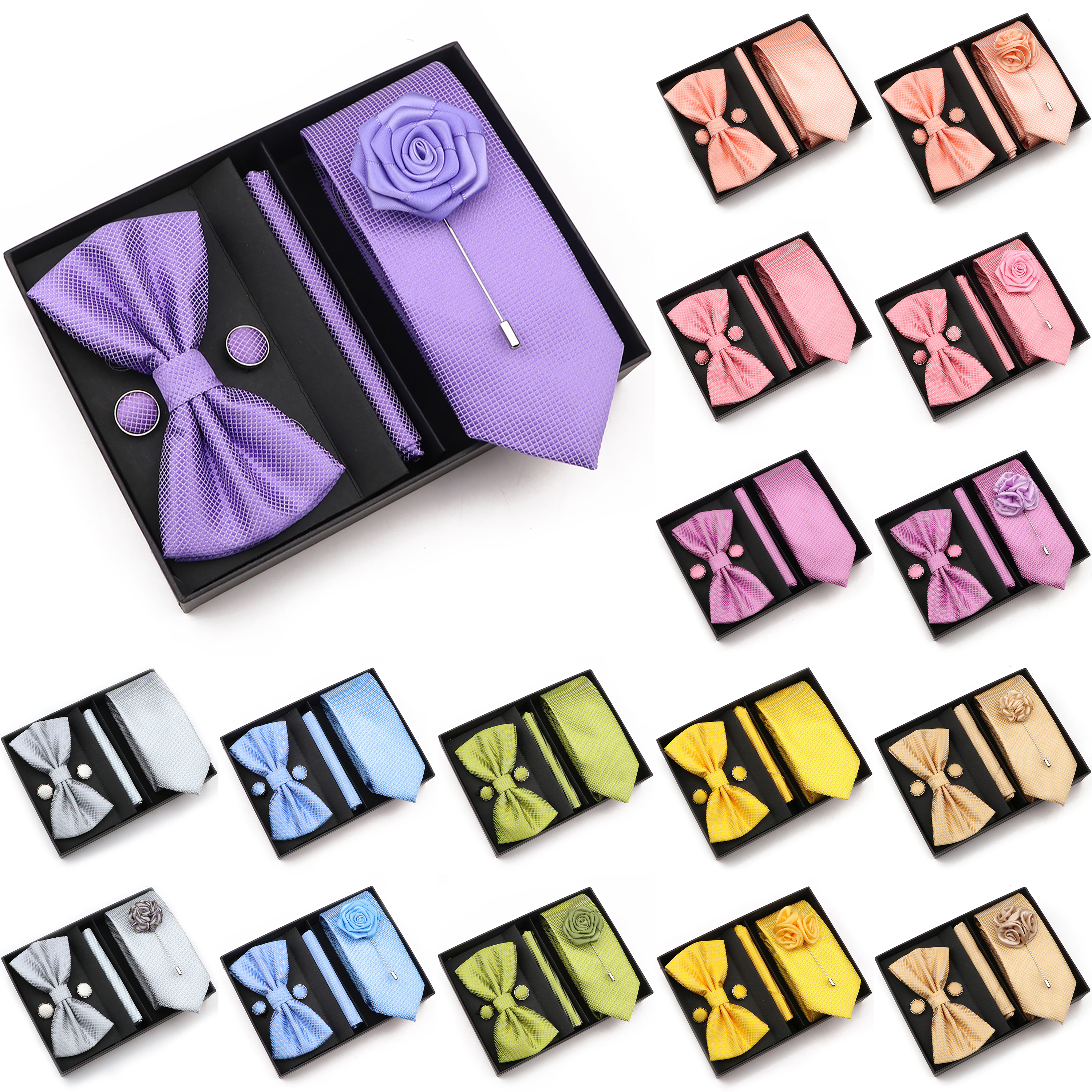 New Style Tie Set Solid Color  - Cufflink Box Set recension och pris