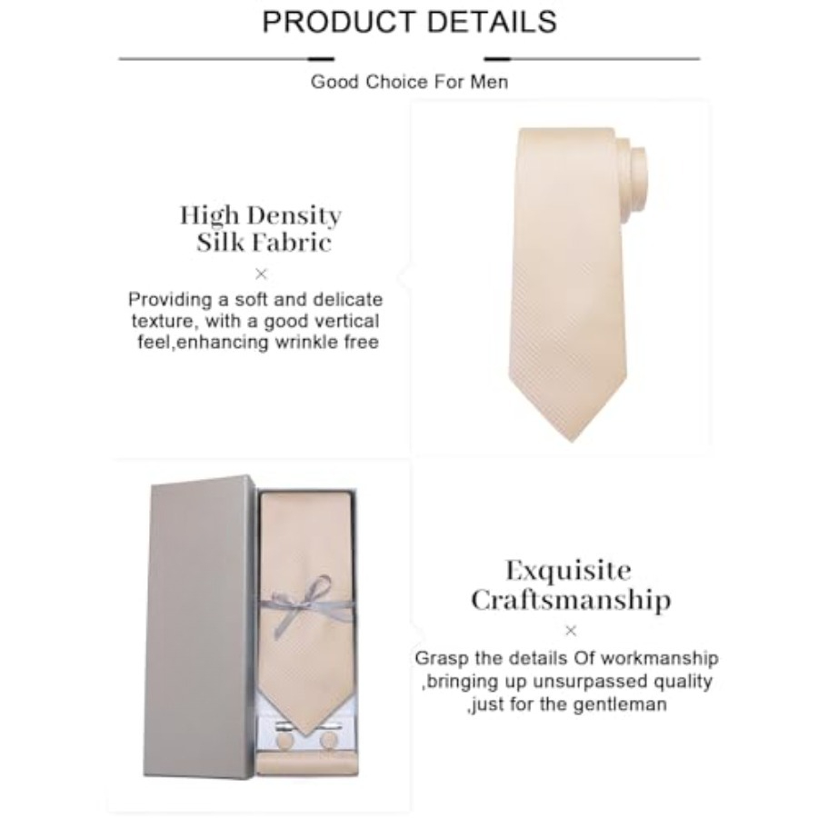 Plaid Ties for Men Silk Checke - Cufflink Box Set recension och pris