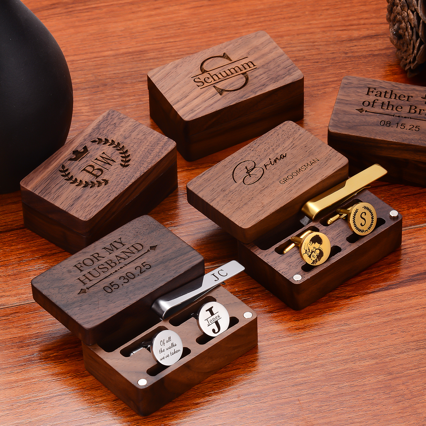 Custom Metal Cufflinks Tie Cli - Cufflink Box Set recension och pris