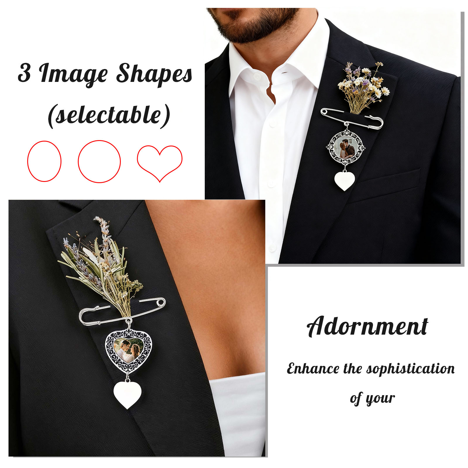 Custom Picture Badge Brooches  - Men Accessories For Wedding recension och pris