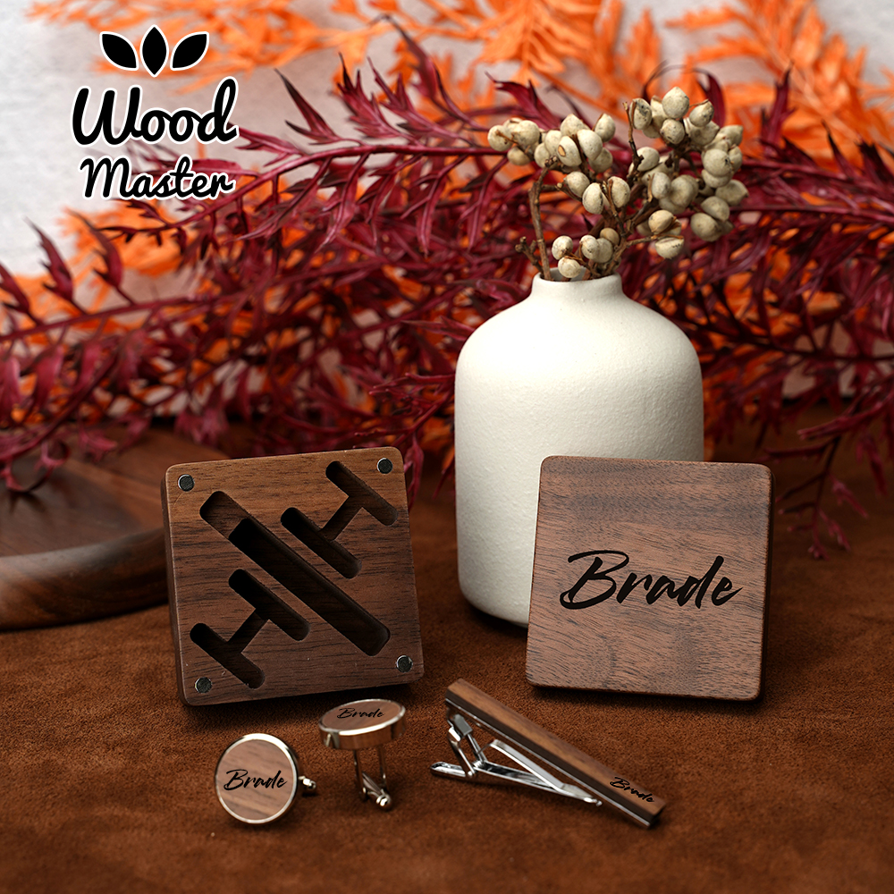 Custom Engraved Wooden Groom A - Cufflink Box Set recension och pris
