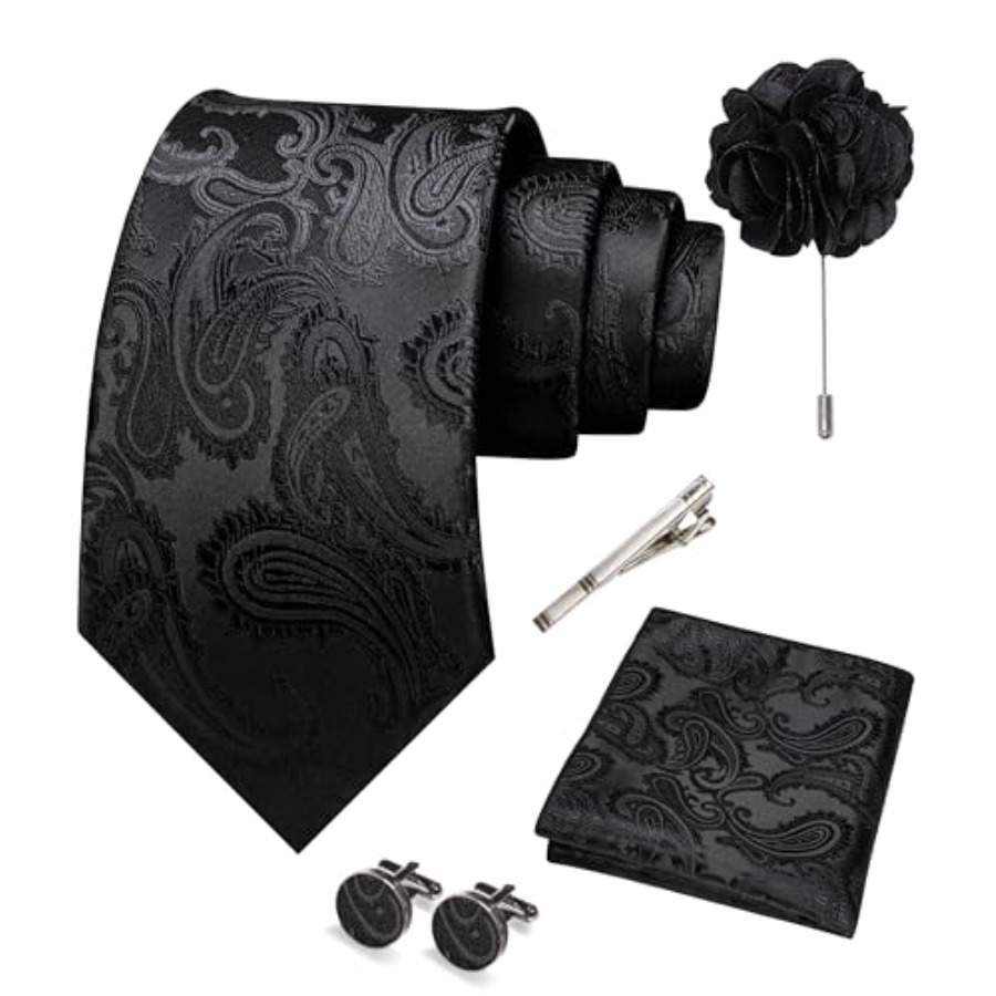 Mens Paisley Tie and Pocket Sq - Cufflink Box Set recension och pris