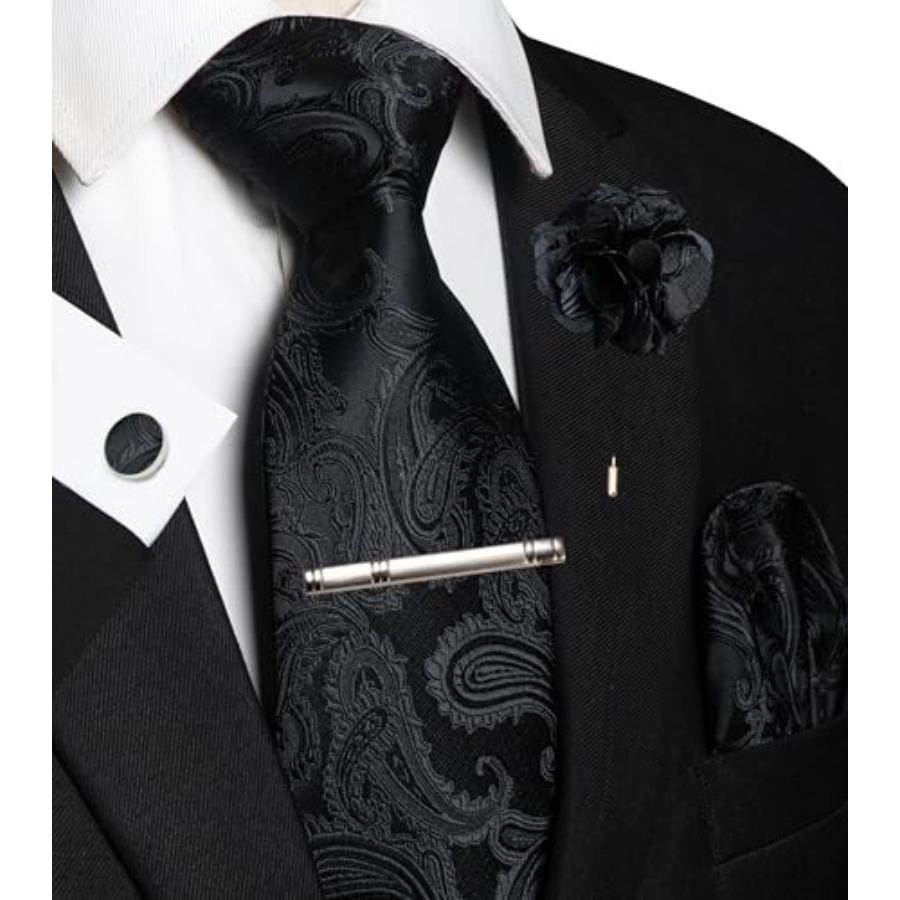 Mens Paisley Tie and Pocket Sq - Cufflink Box Set recension och pris