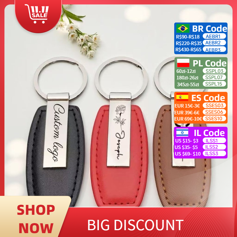 Personalized Leather Keychain  - Men Accessories All recension och pris