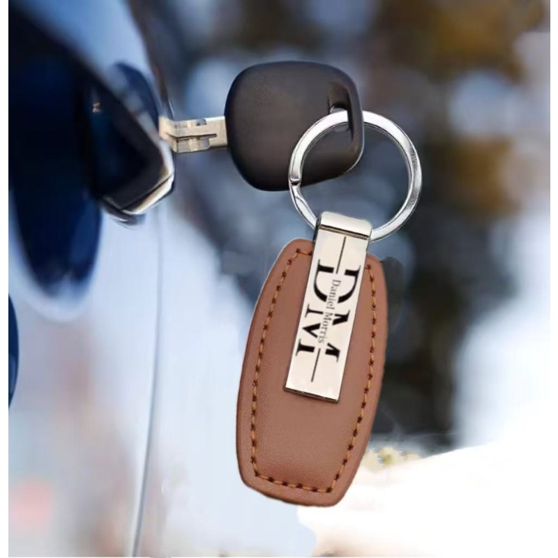 Personalized Leather Keychain  - Men Accessories All recension och pris