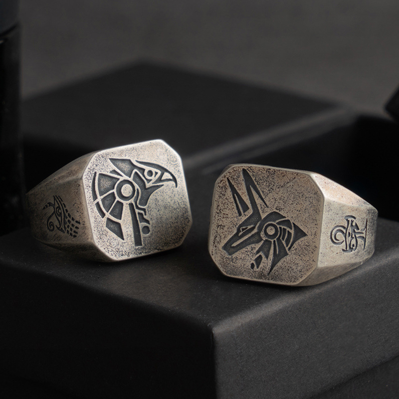 Retro Egypt Anubis Horus Ring  - Men'S Accessories Jewelry Egypt recension och pris