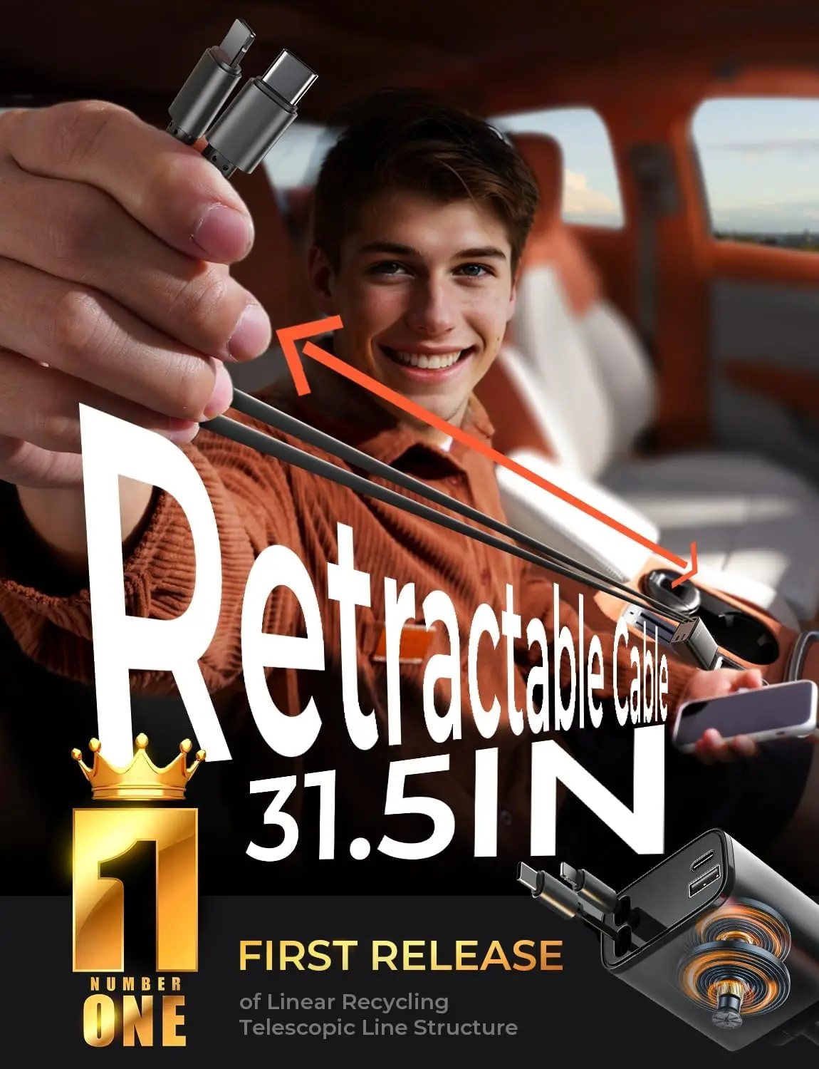 84W Retractable Car Charger, F - Men Accessories For Birthday Gift recension och pris
