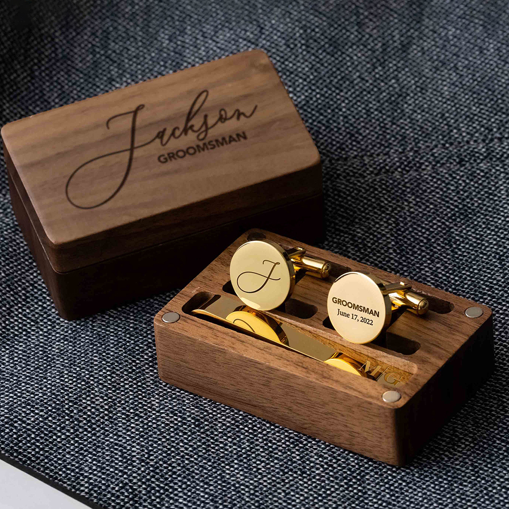 Custom Metal Cufflinks Tie Cli - Cufflink Box Set recension och pris