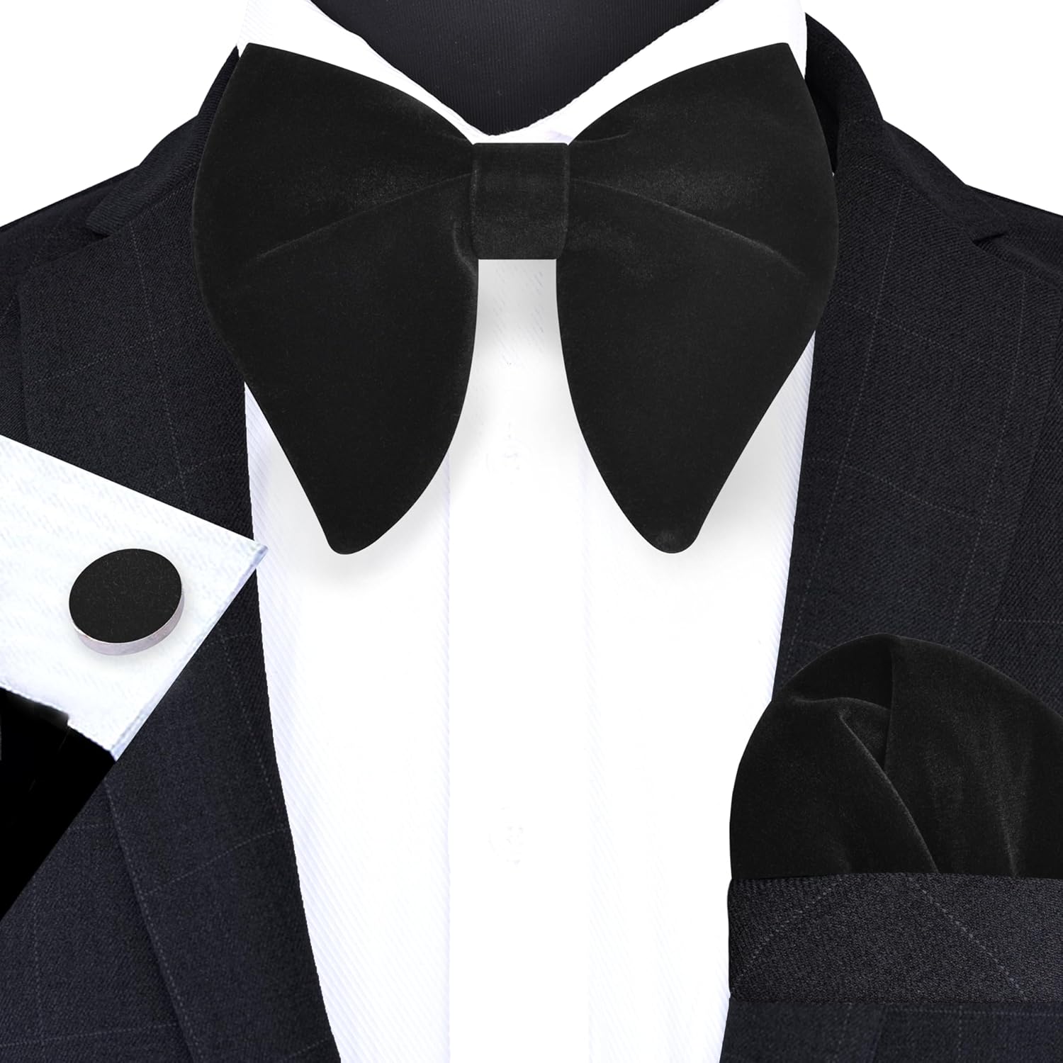 Solid Velvet Pre-tied Bow Tie  - Cufflink Box Set recension och pris