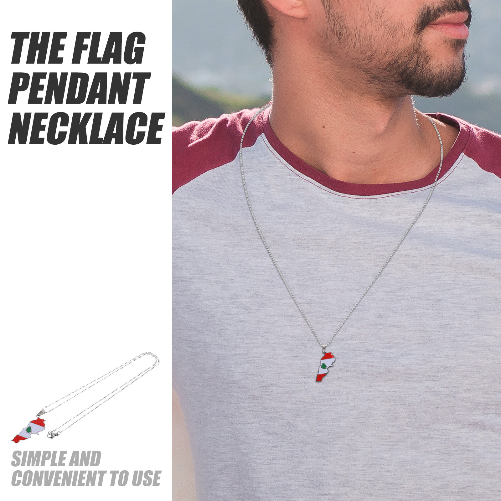 Lebanon Flag Pendant Necklace  - Men Accessories Lebanon recension och pris